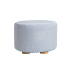 La Bella Round Faux Linen Ottoman Stool