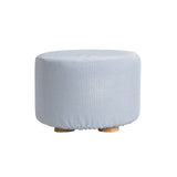 La Bella Round Faux Linen Ottoman Stool
