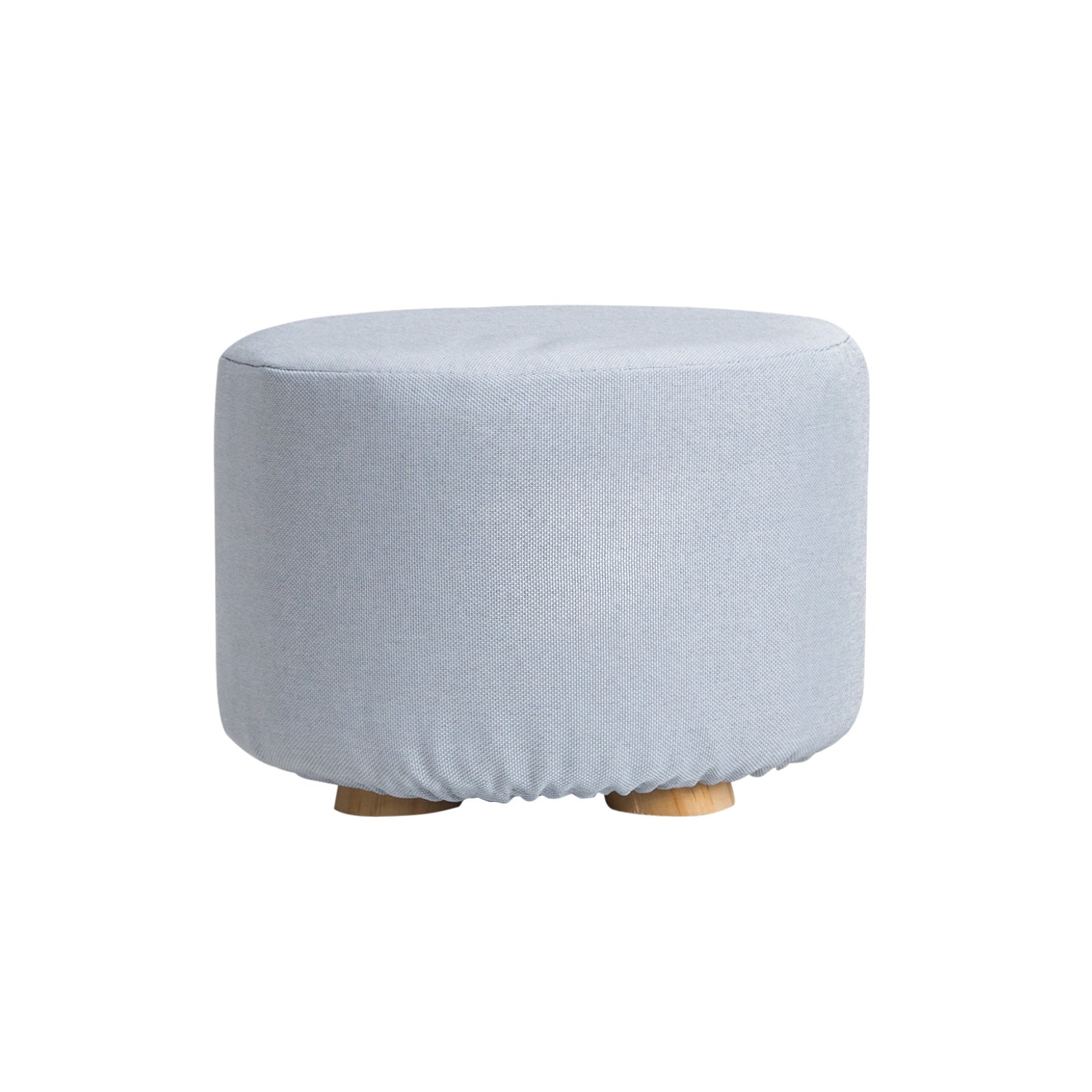 La Bella Round Faux Linen Ottoman Stool