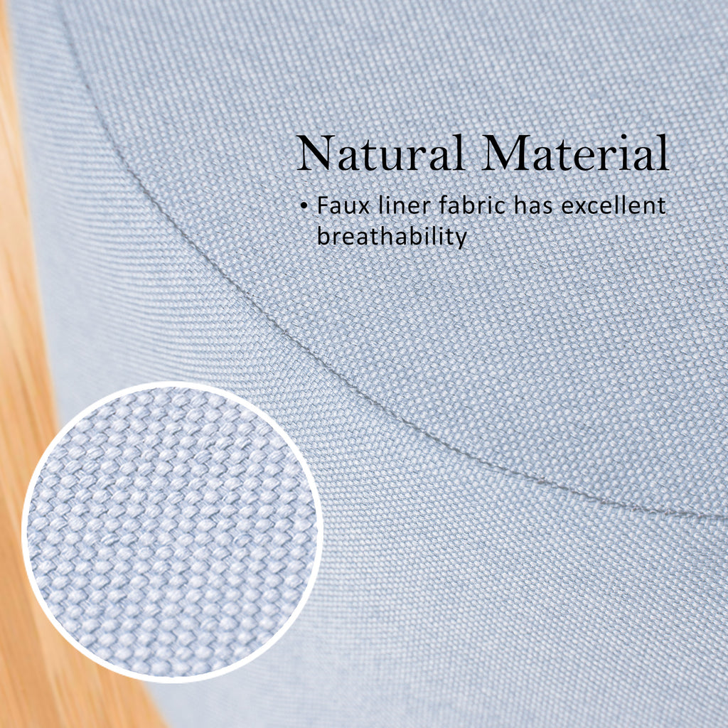 La Bella Round Faux Linen Ottoman Stool