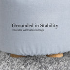 La Bella Round Faux Linen Ottoman Stool