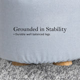 La Bella Round Faux Linen Ottoman Stool