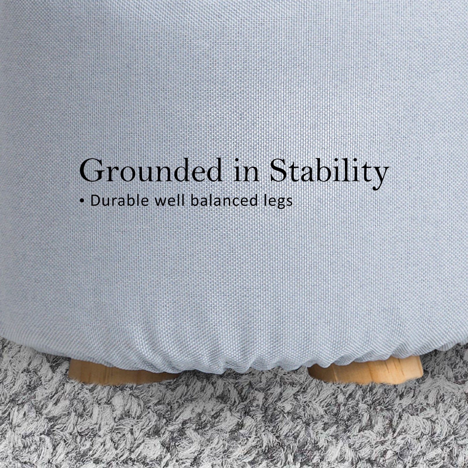 La Bella Round Faux Linen Ottoman Stool