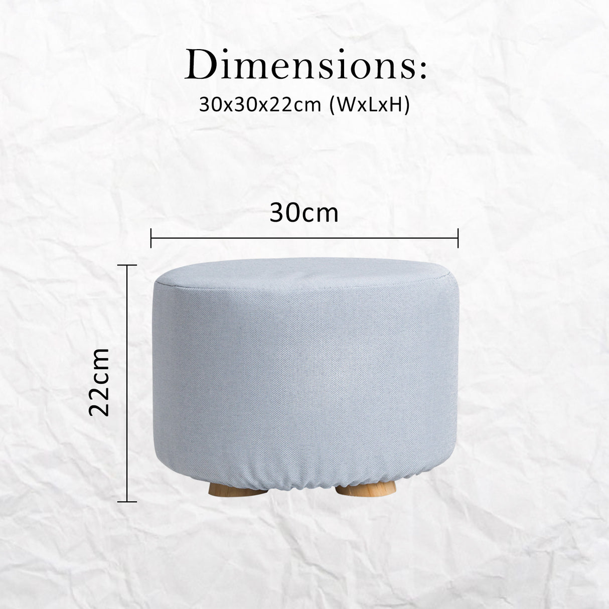 La Bella Round Faux Linen Ottoman Stool