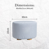 La Bella Round Faux Linen Ottoman Stool