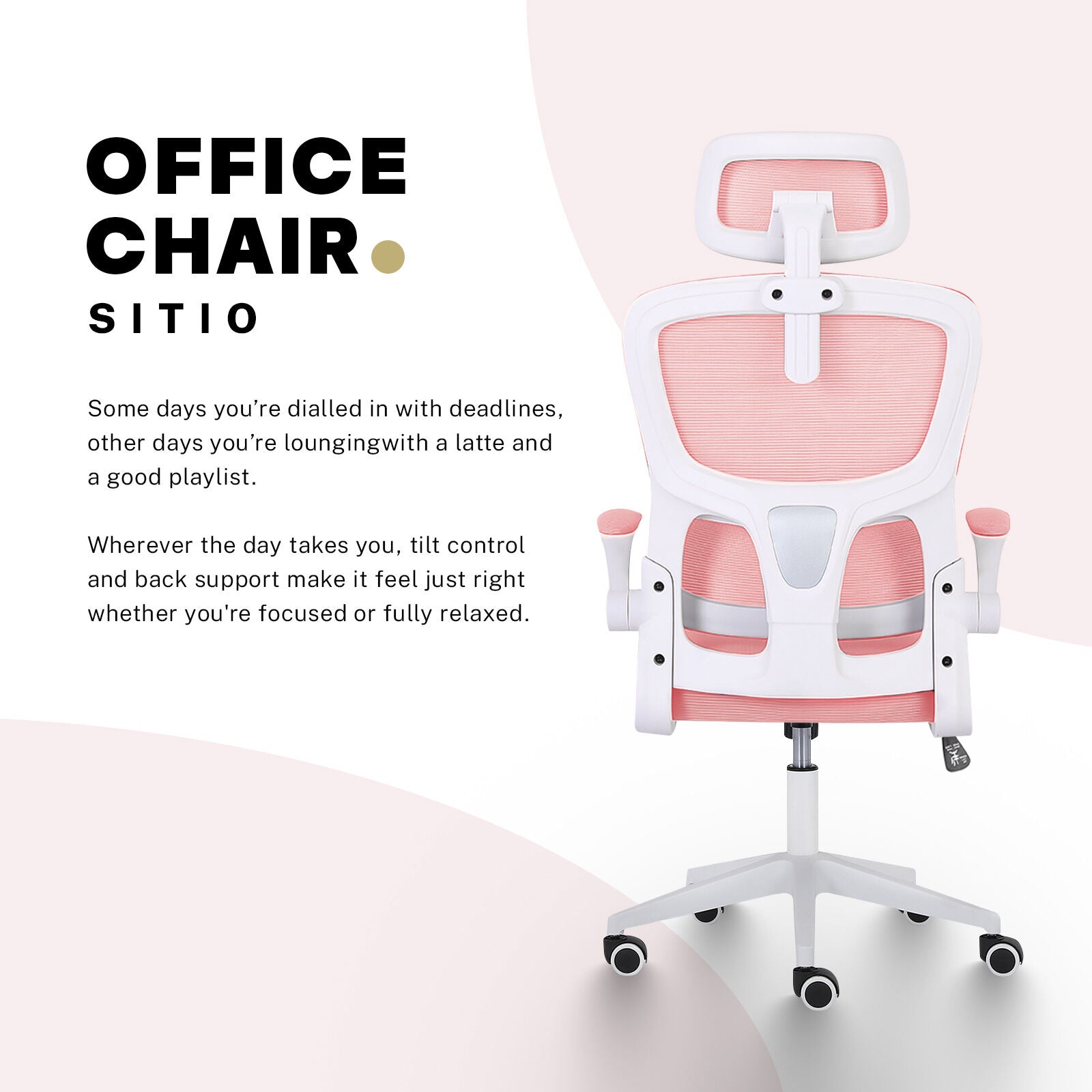 La Bella Adjustable Pink Office Chair