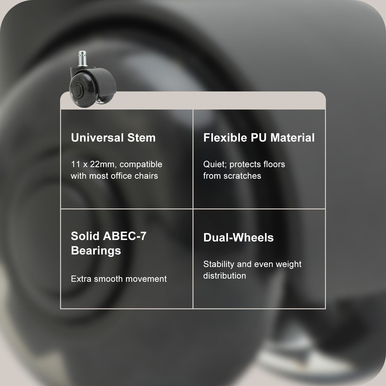 La Bella 5X Twin Wheel Office Chair Casters