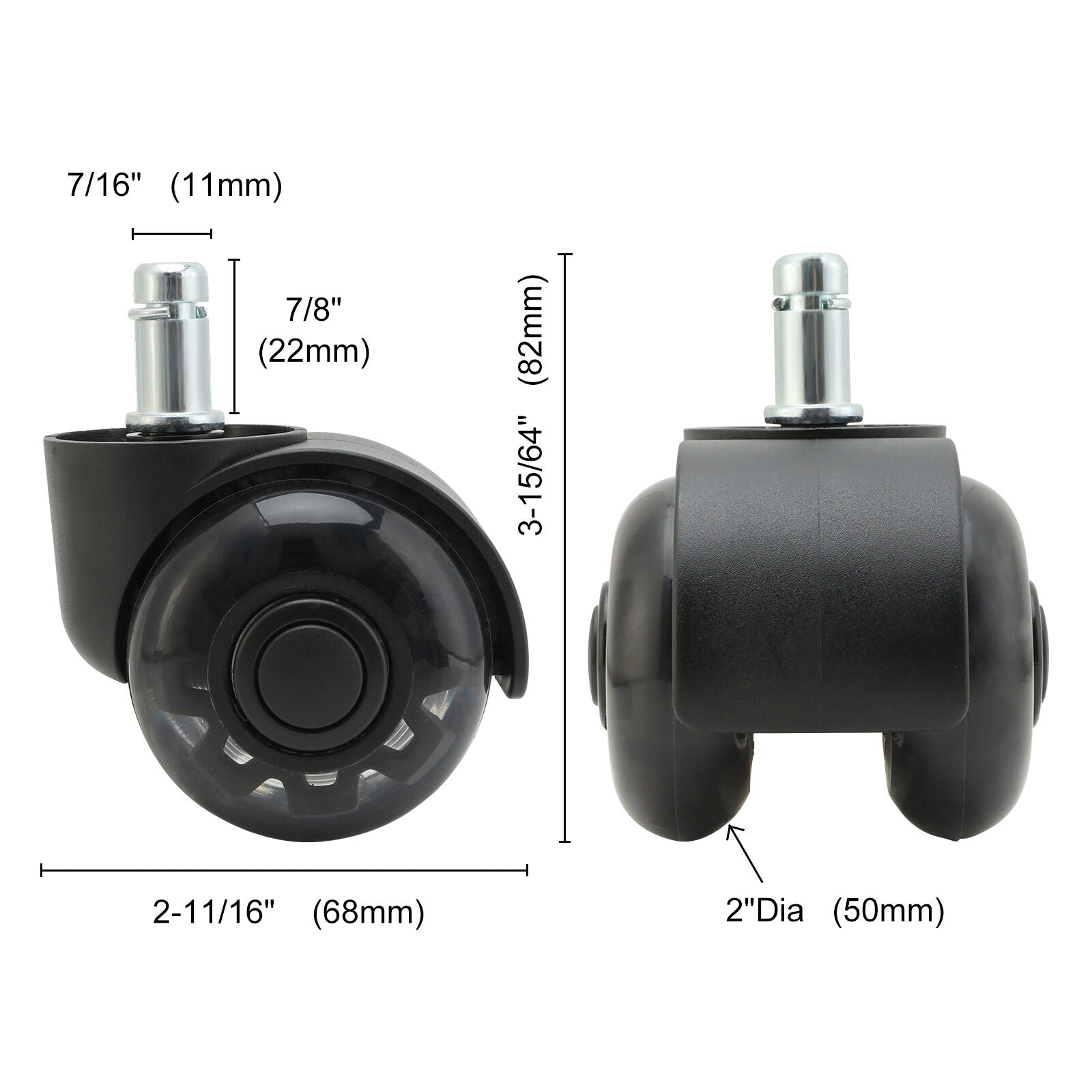 La Bella 5X Twin Wheel Office Chair Casters