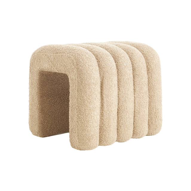 Ridge Arch Beige Teddy Ottoman Stool