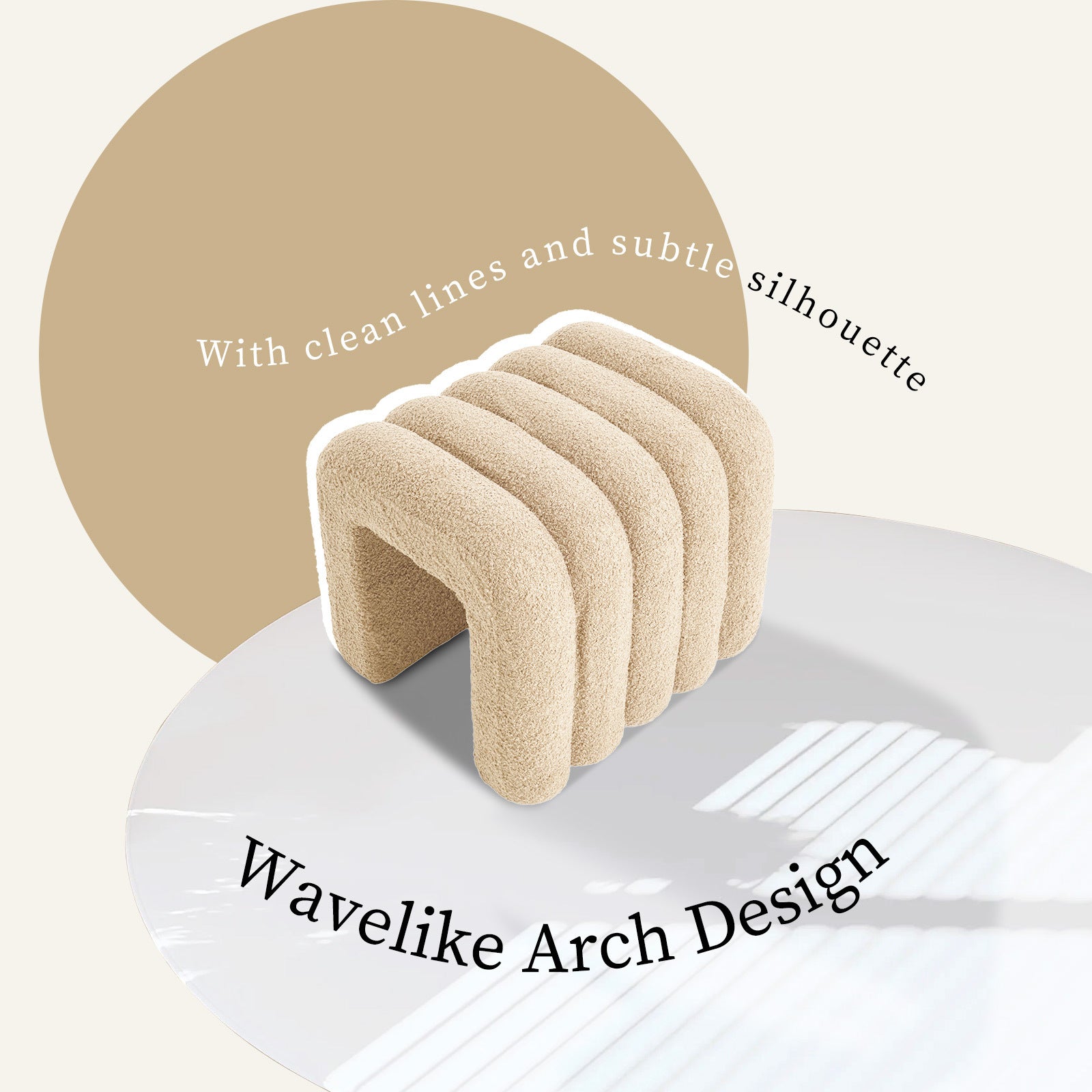 Ridge Arch Beige Teddy Ottoman Stool