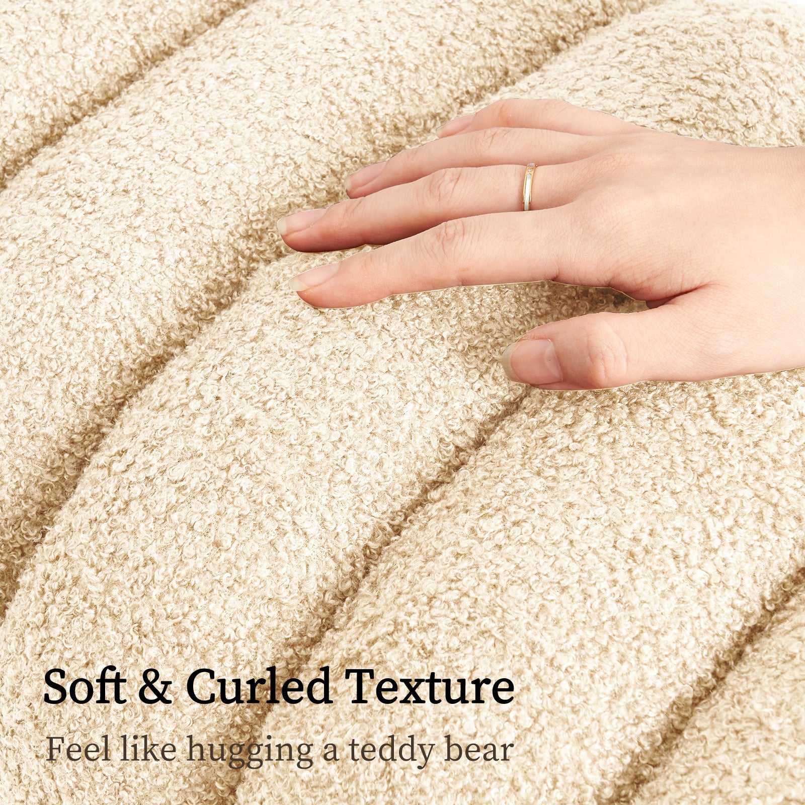 Ridge Arch Beige Teddy Ottoman Stool