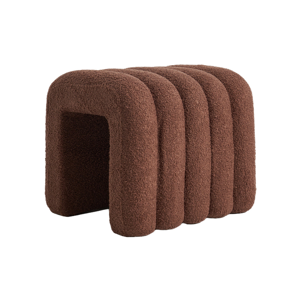 La Bella Ridge Arch Ottoman Stool - Chocolate Brown
