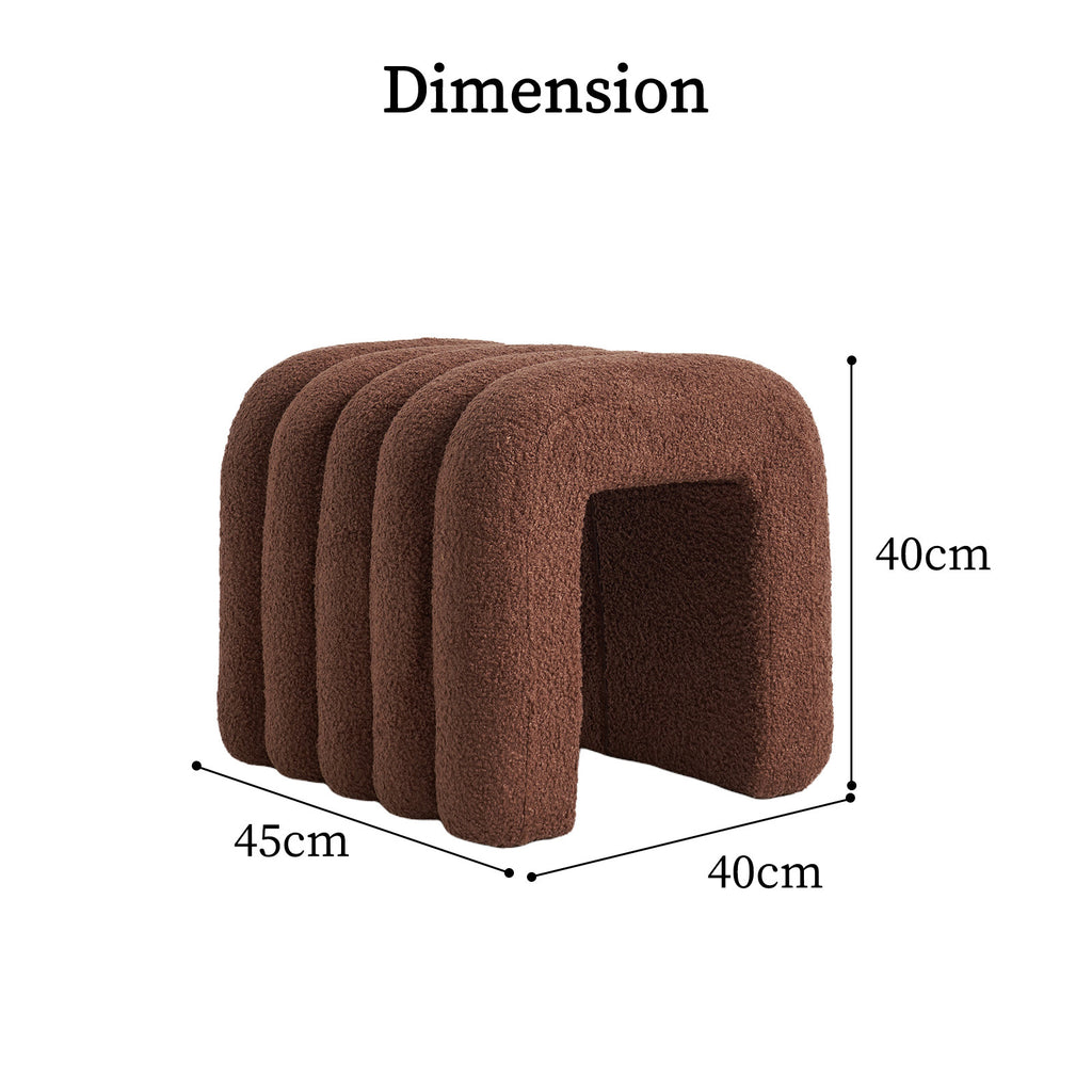 La Bella Ridge Arch Ottoman Stool - Chocolate Brown