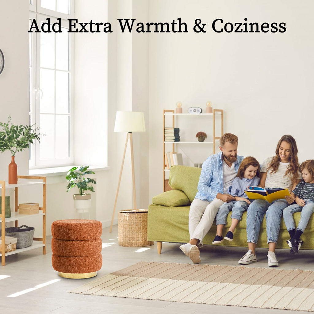 La Bella Orange Stacked Ottoman Stool