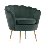 La Bella Scalloped Velvet Armchair with Gold Legs - Various Colors