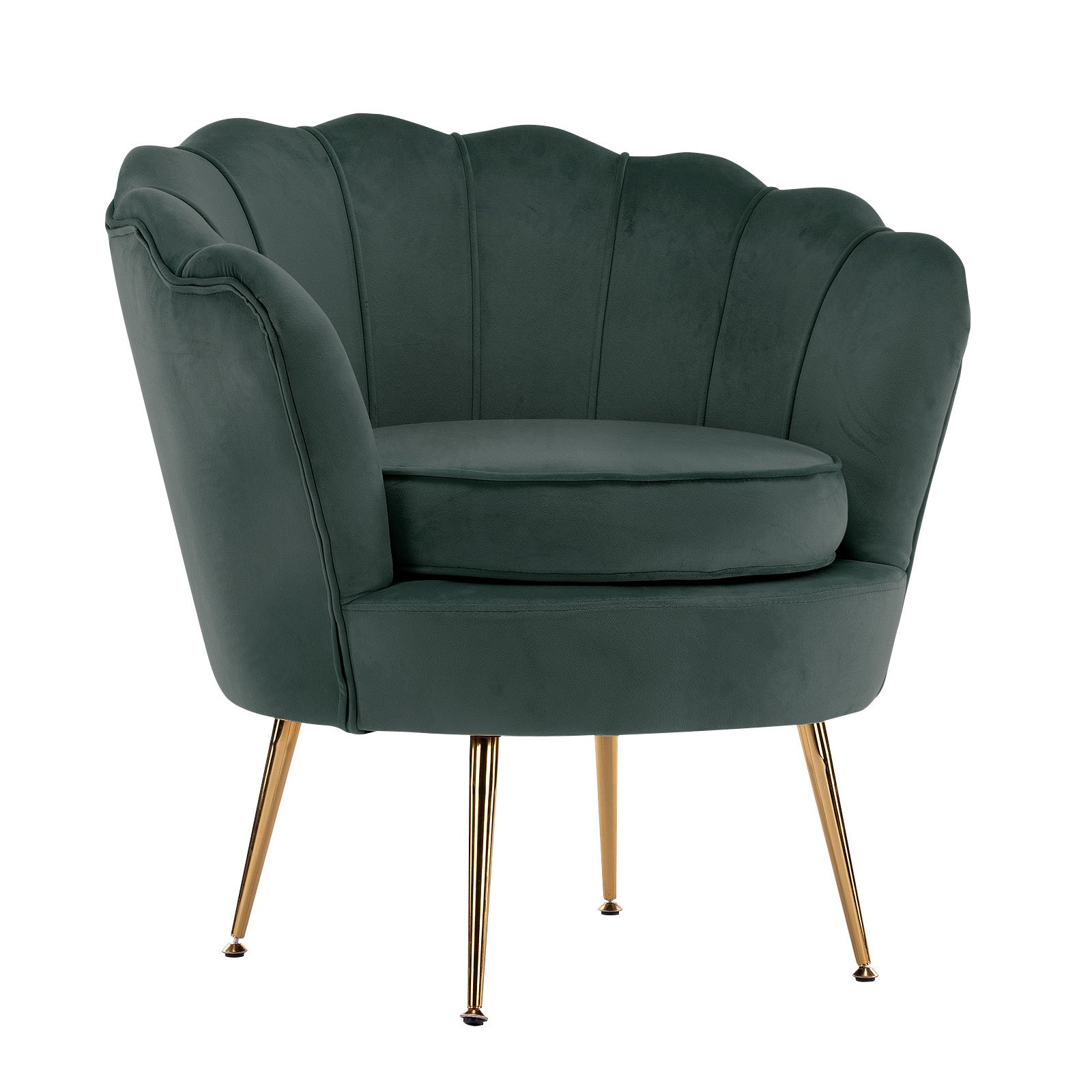 La Bella Scalloped Velvet Armchair with Gold Legs - Various Colors