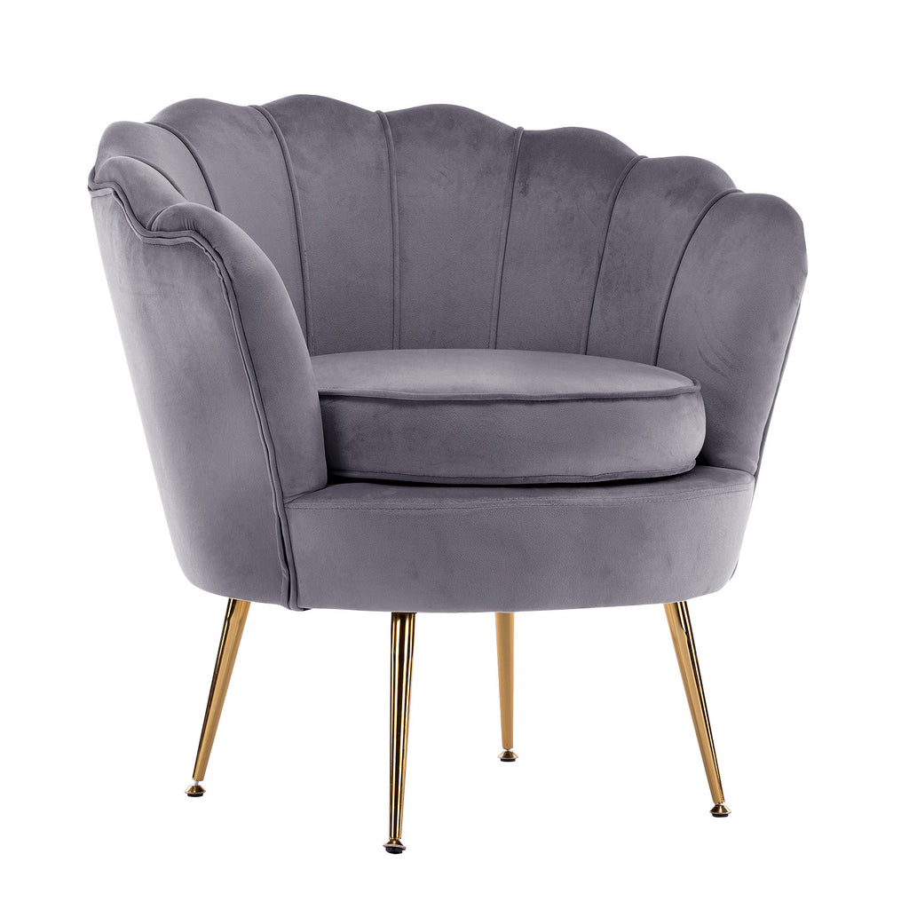 La Bella Scalloped Velvet Armchair with Gold Legs - Various Colors