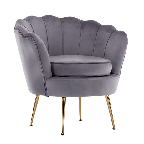 La Bella Scalloped Velvet Armchair with Gold Legs - Various Colors