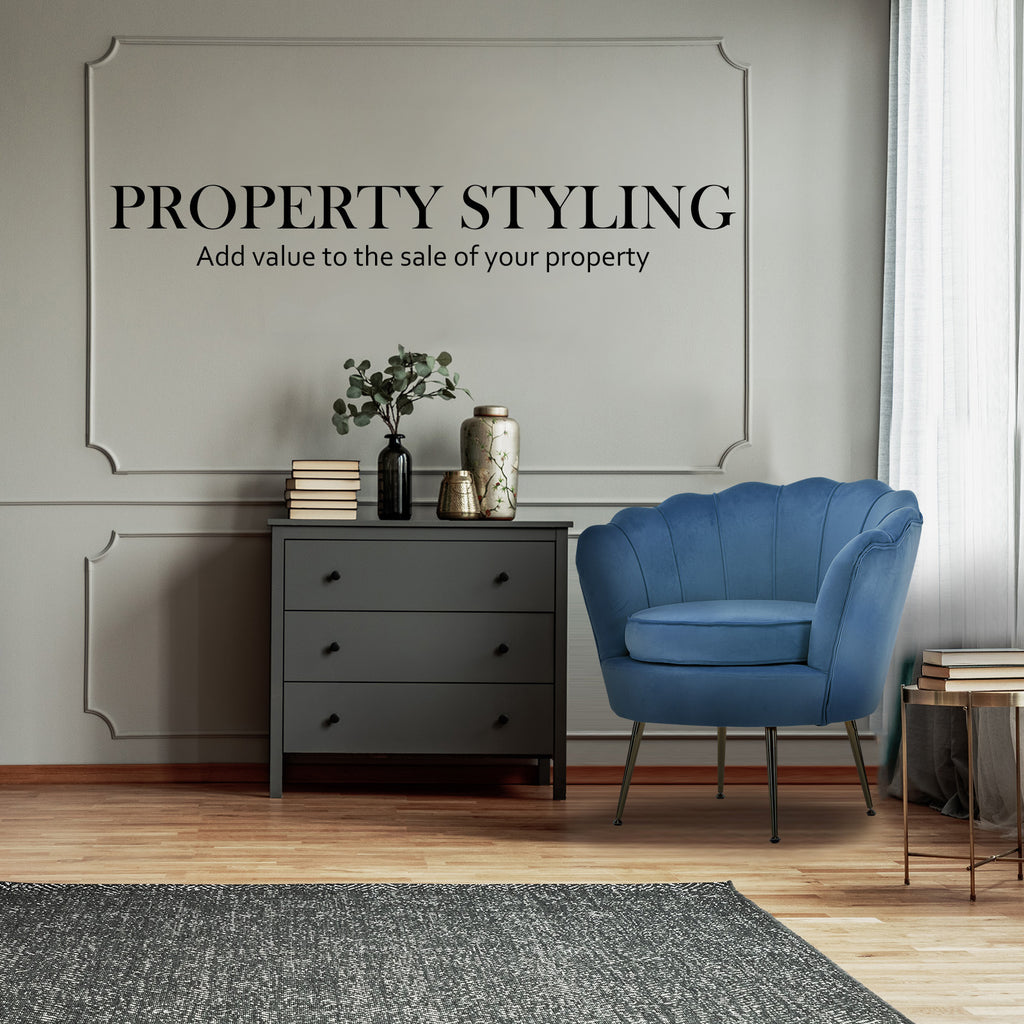 La Bella Scalloped Velvet Armchair with Gold Legs - Various Colors