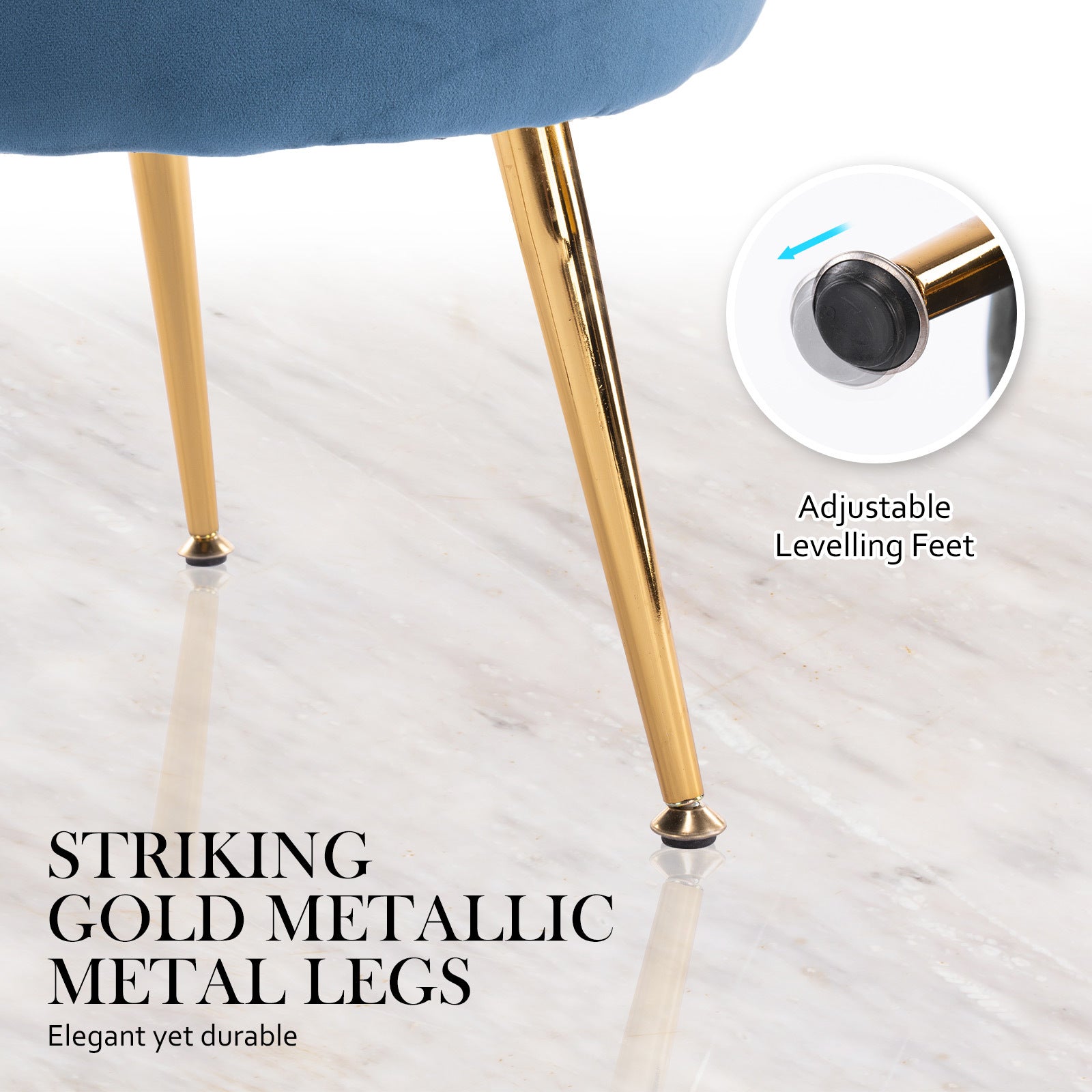 La Bella Scalloped Velvet Armchair with Gold Legs - Various Colors