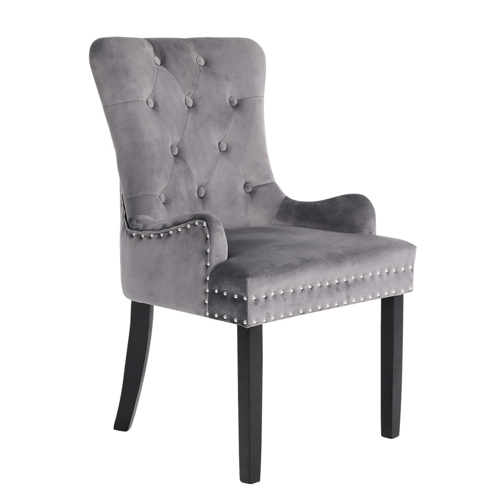 French Provincial Velvet Dining Chair with Studs
