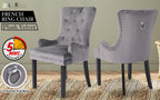French Provincial Velvet Dining Chair with Studs