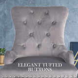 French Provincial Velvet Dining Chair with Studs