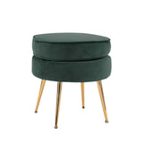 La Bella Velvet Round Ottoman with Gold Legs