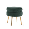 La Bella Velvet Round Ottoman with Gold Legs