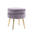 La Bella Velvet Round Ottoman with Gold Legs