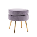 La Bella Velvet Round Ottoman with Gold Legs