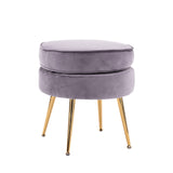 La Bella Velvet Round Ottoman with Gold Legs
