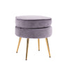 La Bella Velvet Round Ottoman with Gold Legs