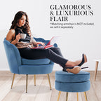 La Bella Velvet Round Ottoman with Gold Legs