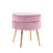 La Bella Velvet Round Ottoman with Gold Legs