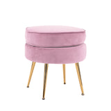 La Bella Velvet Round Ottoman with Gold Legs