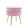 La Bella Velvet Round Ottoman with Gold Legs