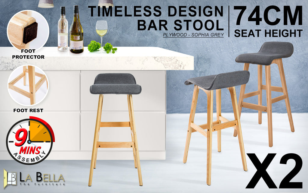 Sophia Set of 2 Wooden Bar Stools