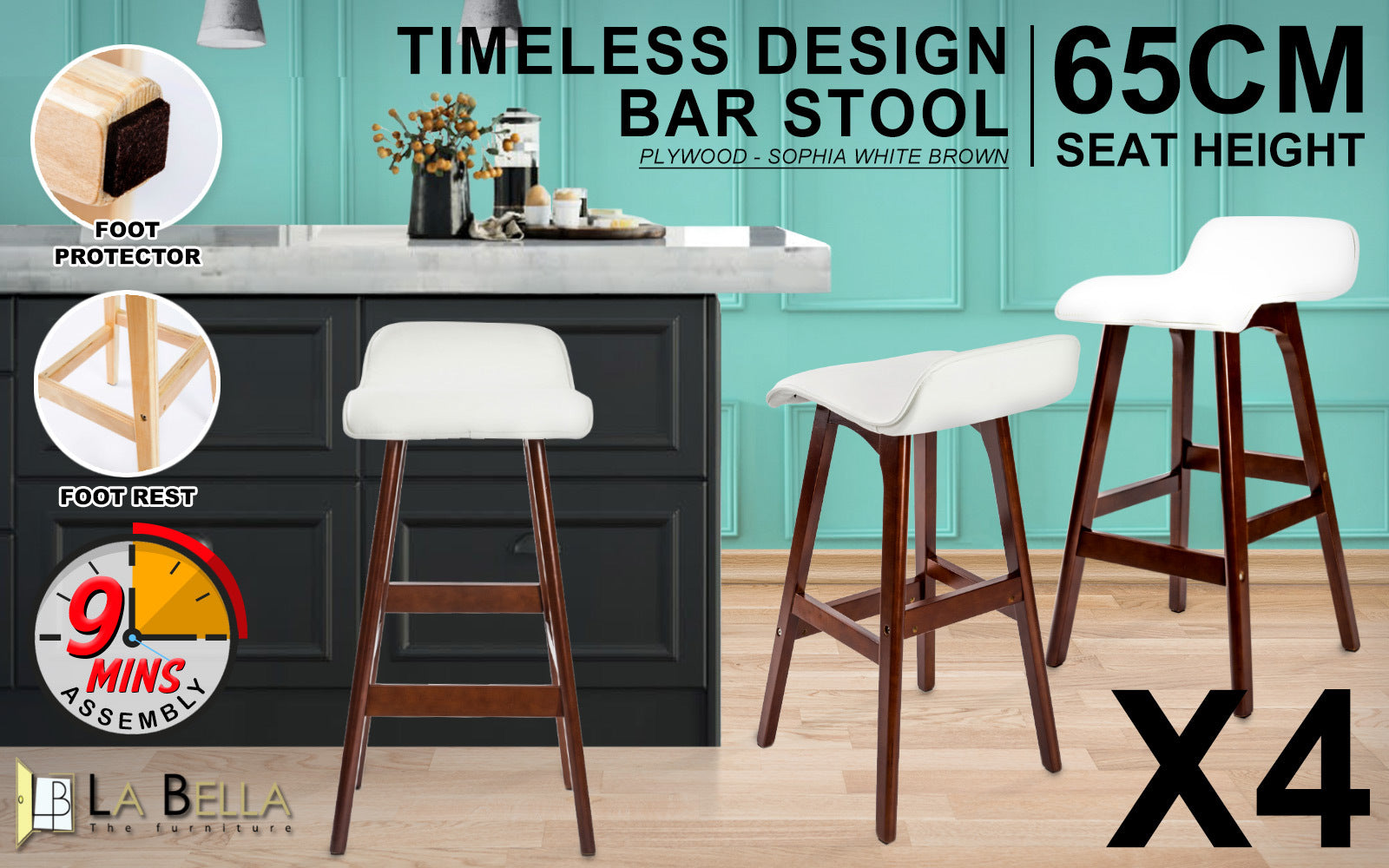 Sophia Mid-Century Modern Bar Stool Set