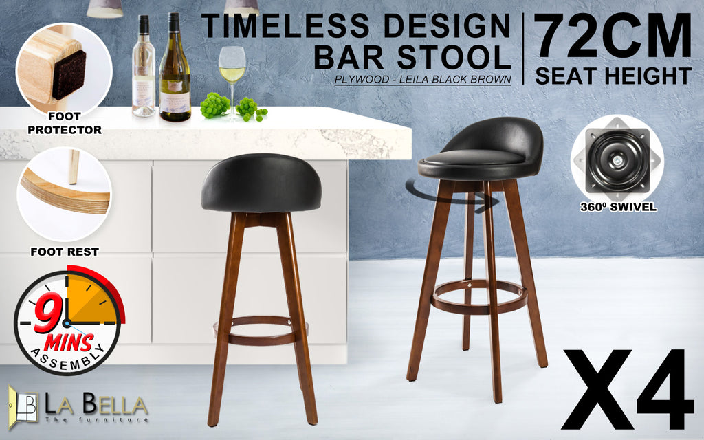 Leila Contemporary Wooden Bar Stool