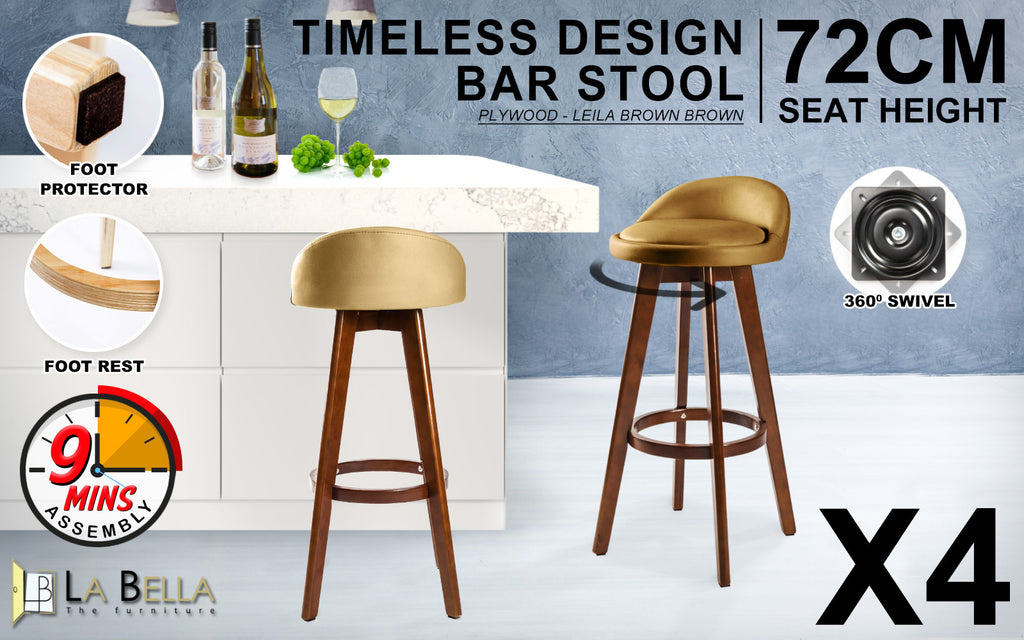 Leila Contemporary Wooden Bar Stool