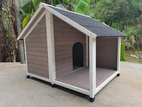Timber Dog Kennel House with Elevated Platform