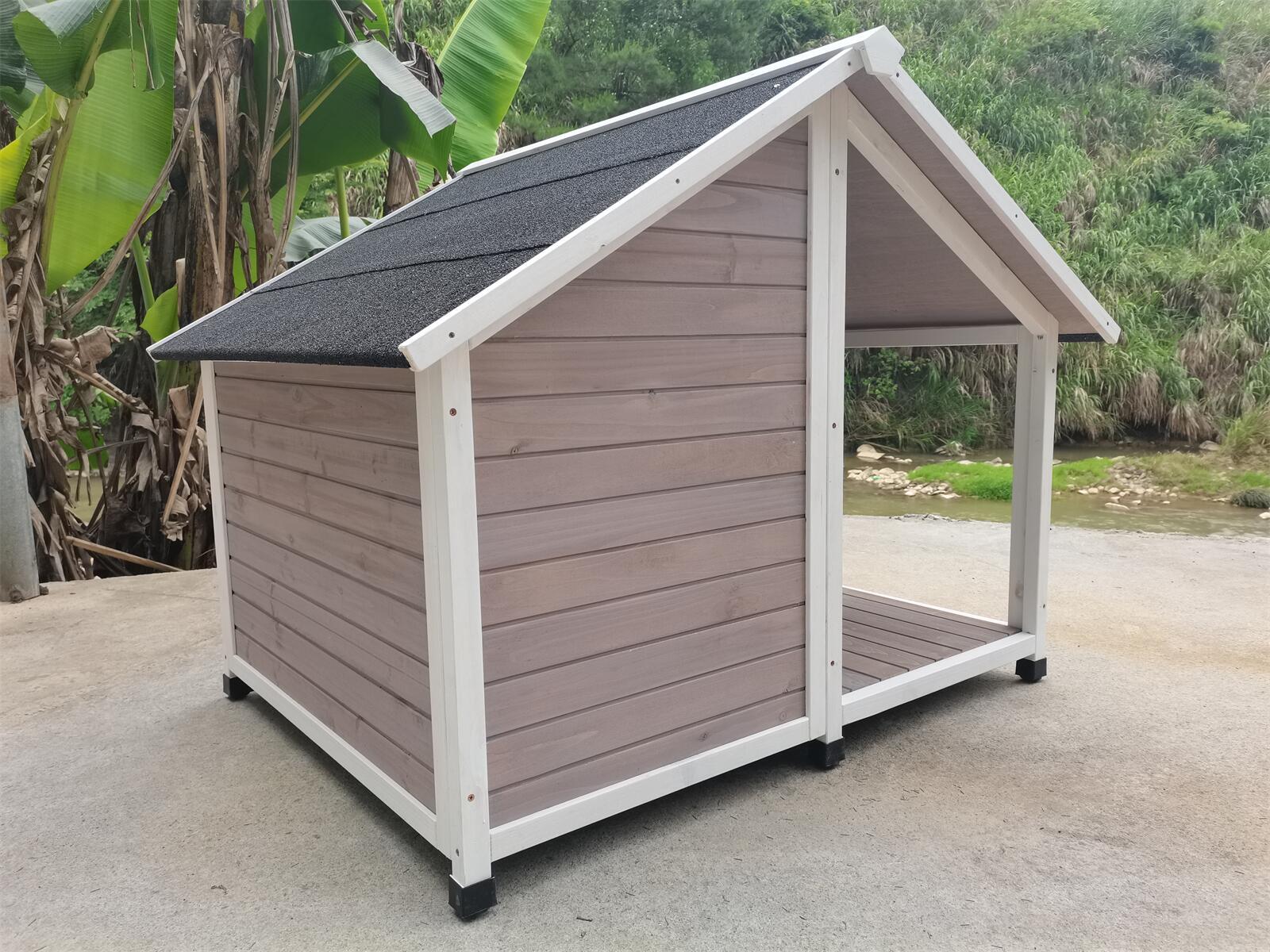 Timber Dog Kennel House with Elevated Platform