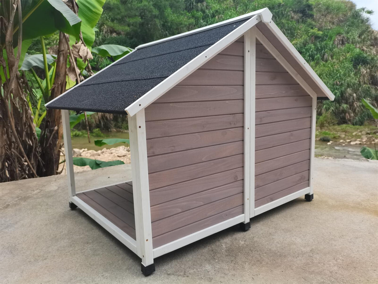 Timber Dog Kennel House with Elevated Platform