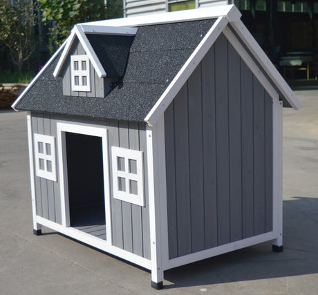 Grey Large Timber Dog Kennel House