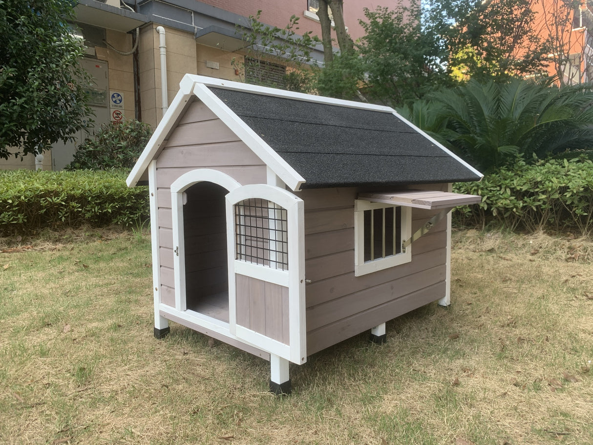 Luxury Timber Dog Kennel Cabin - Grey