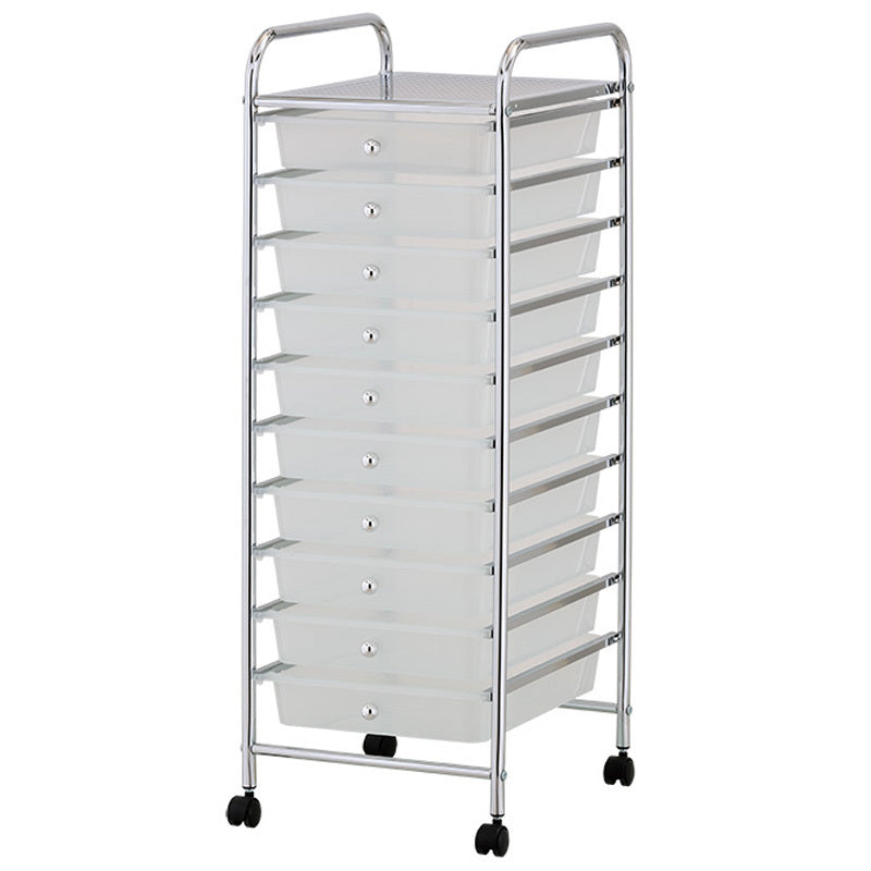 10-Tier White Plastic Storage Trolley