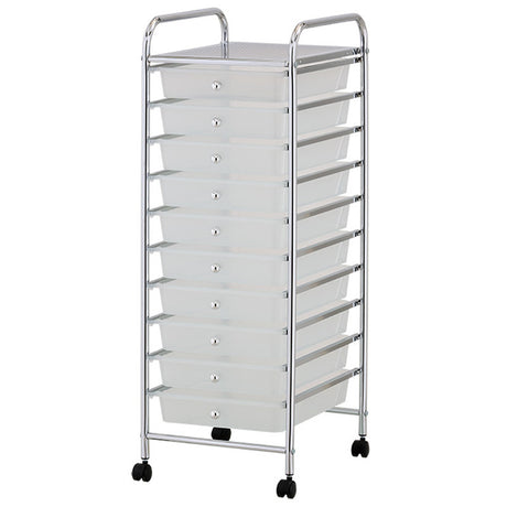 10-Tier White Plastic Storage Trolley