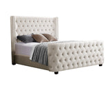 Milan Cream Velvet Tufted Queen Bed Frame