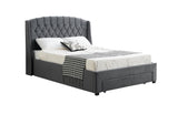 Paris Tufted Velvet Dark Grey Bed with Storage